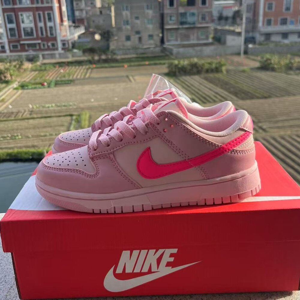 Nike dunk low top pink sneakers for women